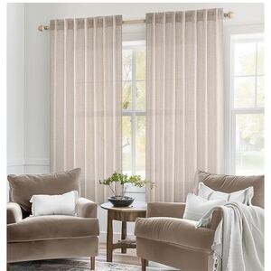 2 Natural Linen color 60x52 Textured Burlap Semi Sheer Curtain Panels